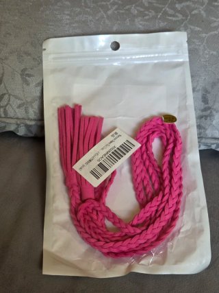 Cinturón cuero mujer trenzado fucsia 165 cms