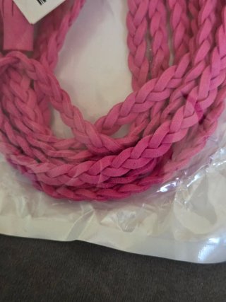 Cinturón cuero mujer trenzado fucsia 165 cms