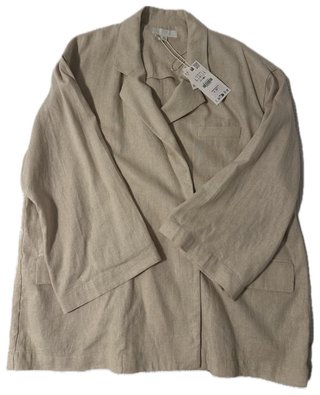 Blazer cruzado de lino beige Zara