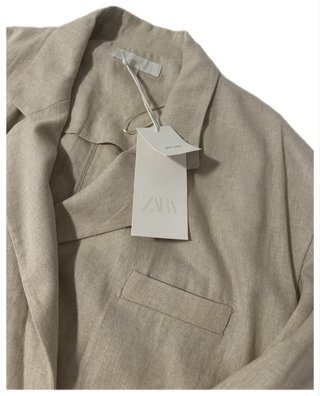 Blazer cruzado de lino beige Zara