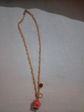 Collana donna oro con ciondolo rosso