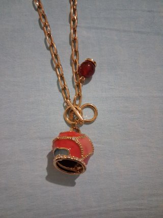 Collana donna oro con ciondolo rosso