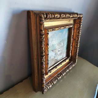 Pintura antigua firmada con marco grueso de epoca