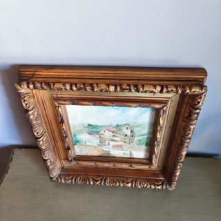 Pintura antigua firmada con marco grueso de epoca
