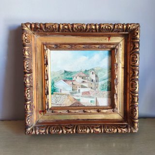 Pintura antigua firmada con marco grueso de epoca