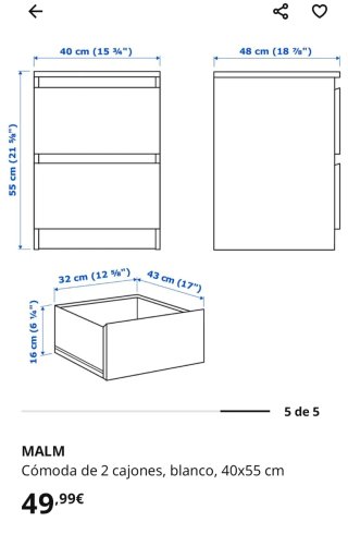 Mesita de noche Malm Ikea Negra