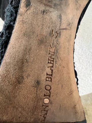 Botas altas ante y encaje Manolo Blahnik