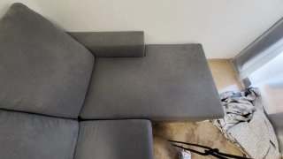 Sofá chaise longue gris de tela