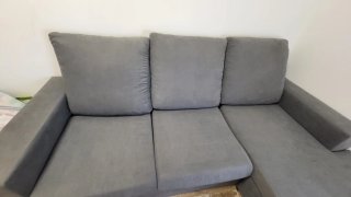 Sofá chaise longue gris de tela