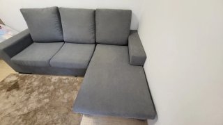 Sofá chaise longue gris de tela