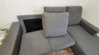 Sofá chaise longue gris de tela