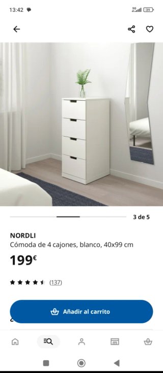 Cajonera Nordli 122x40 Blanca Ikea