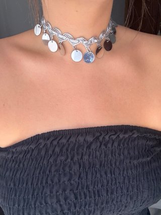 Collar Zara Espejos Plateado Nuevo