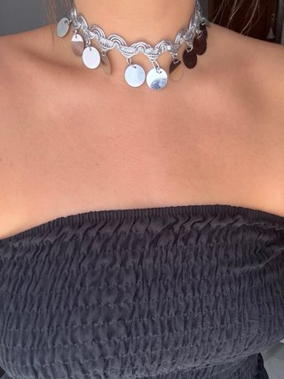 Collar Zara Espejos Plateado Nuevo