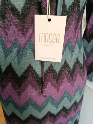 Vestido largo zig-zag con etiqueta