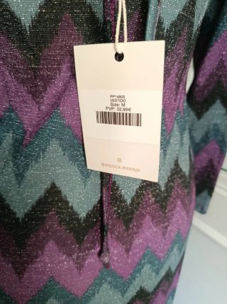 Vestido largo zig-zag con etiqueta