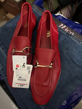 Mocasines ZARA Piel Rojo T37