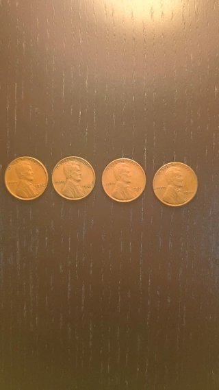 Cuatro monedas 1 Centavo USA/EE.UU.
