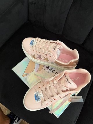Tenis Skechers Mujer Talla 38 Rosa y Dorado