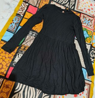 Vestido negro manga larga strech