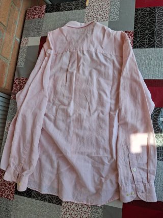 Camisa Lino Algodon Vintage Lacoste Rosa Talla L