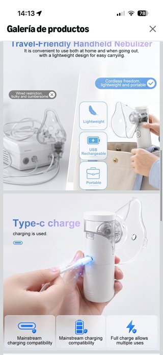 Nebulizador portátil recargable