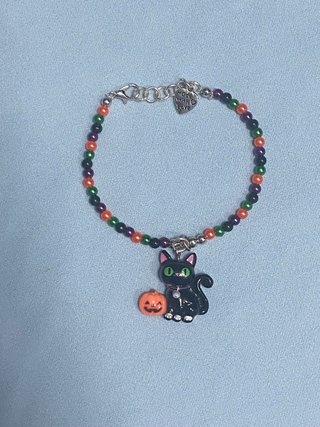 Bracciale Gatto Zucca Halloween Fatto a Mano