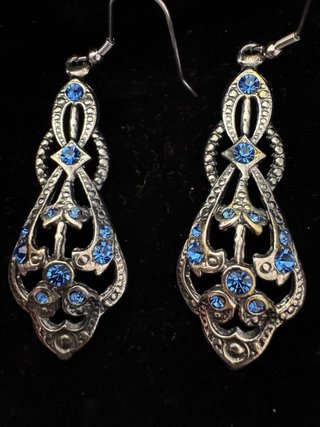 Pendientes Vintage Art Déco Azules