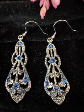 Pendientes Vintage Art Déco Azules