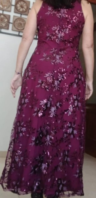 Vestido fiesta Vino con pedrería Talla S