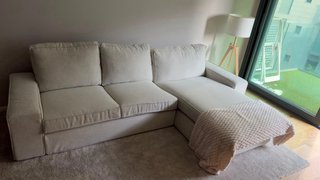 Sofá Chaiselongue 3 Plazas Beige VIMLE