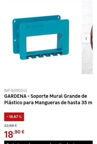 GARDENA - Soporte Mural Grande de Plástico para Mangueras de hasta 35 m
