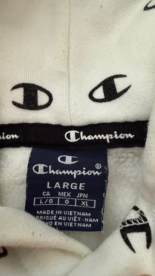 Sudadera Champion Blanca con Logo Repetido