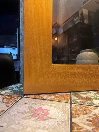Espelho Vintage Moldura Madeira Dourada Octogonal