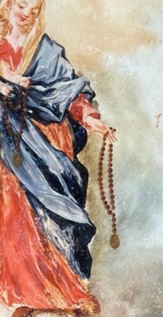Pintura antigua Virgen cristal