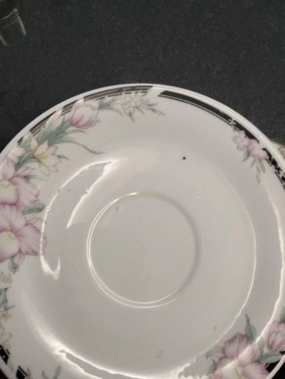 Conjunto 6 chávenas e pires porcelana floral