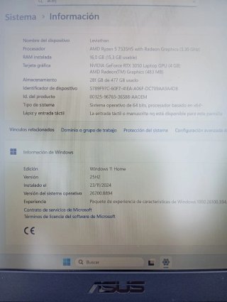 Portátil Gaming ASUS TUF A15 en ESTADO IMPECABLE
