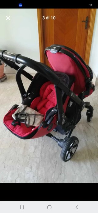 Passeggino fratellare rosso e nero kiddy