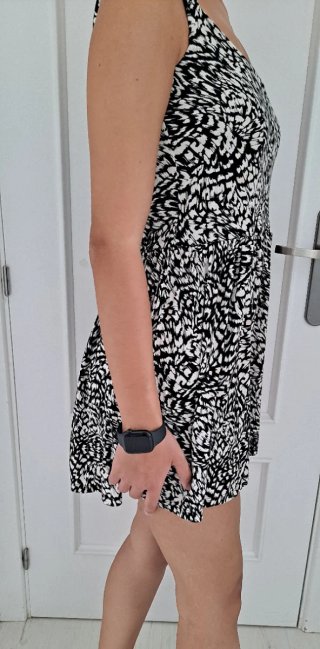 Vestido H&M Talla Única Estampado Blanco y Negro