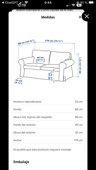 Sofá Ikea marrón tela