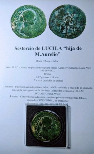 Sestercio Lucila 164-169 d.C. "Concordia"