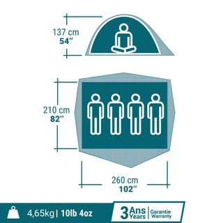 Tienda de campaña compacta 4 personas Quechua MH100