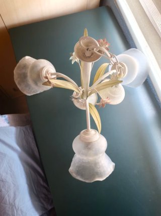 Lámpara colgante floral metal y cristal