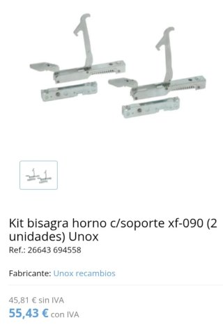 Juego Bisagras Horno Unox