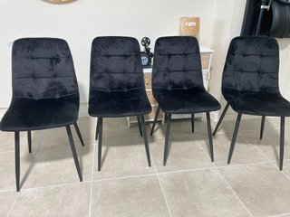 Pack 4 Sillas Terciopelo Negro