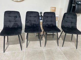 Pack 4 Sillas Terciopelo Negro