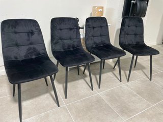 Pack 4 Sillas Terciopelo Negro