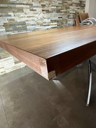 Mesa de comedor moderna madera y metal 180x90