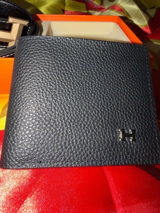 Set Cinturón y Cartera Hermes Negro/Dorado