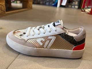 Scarpe donna oro e bianche in pelle